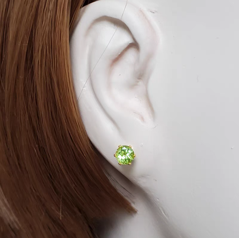 Sterling Silver S925 Natural Peridot Stud Earrings