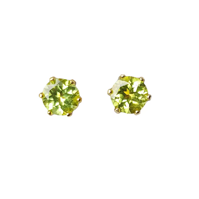Sterling Silver S925 Natural Peridot Stud Earrings