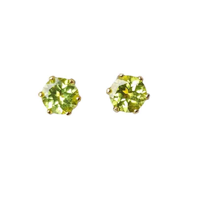 Sterling Silver S925 Natural Peridot Stud Earrings