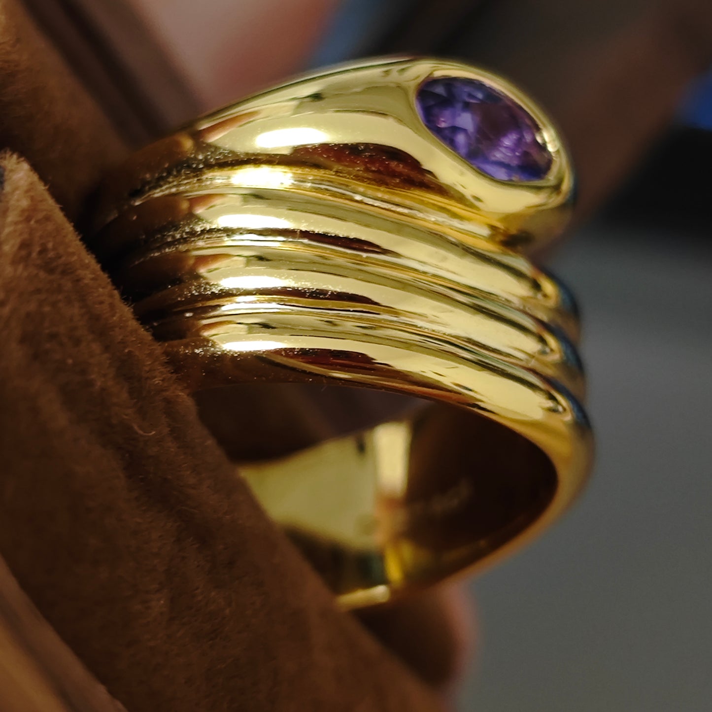 Thick Gold Plated Sterling Silver S925 Natural Red Garnet Snake Ring
