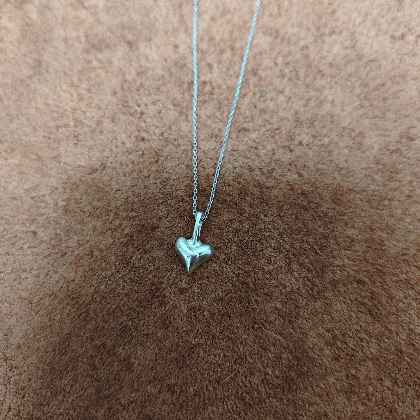 Lost wax casting handmade sterling silver love heart pendant necklace