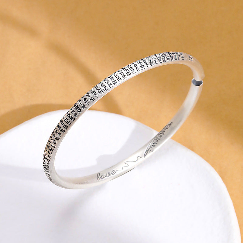 solid silver 999 Heart Sutra open bracelet tiktok