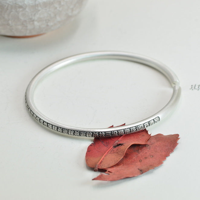 soild silver 9999 medicine master sutra open bracelet tiktok