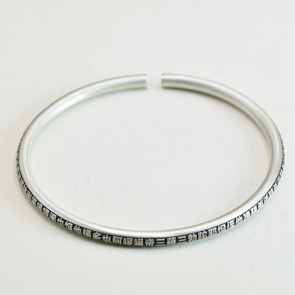 soild silver 9999 medicine master sutra open bracelet tiktok