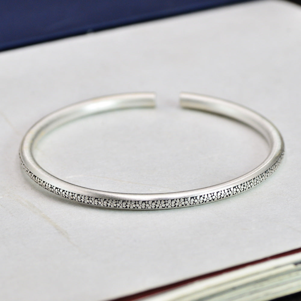solid silver 999 plum blossom's fragrance open bracelet tiktok