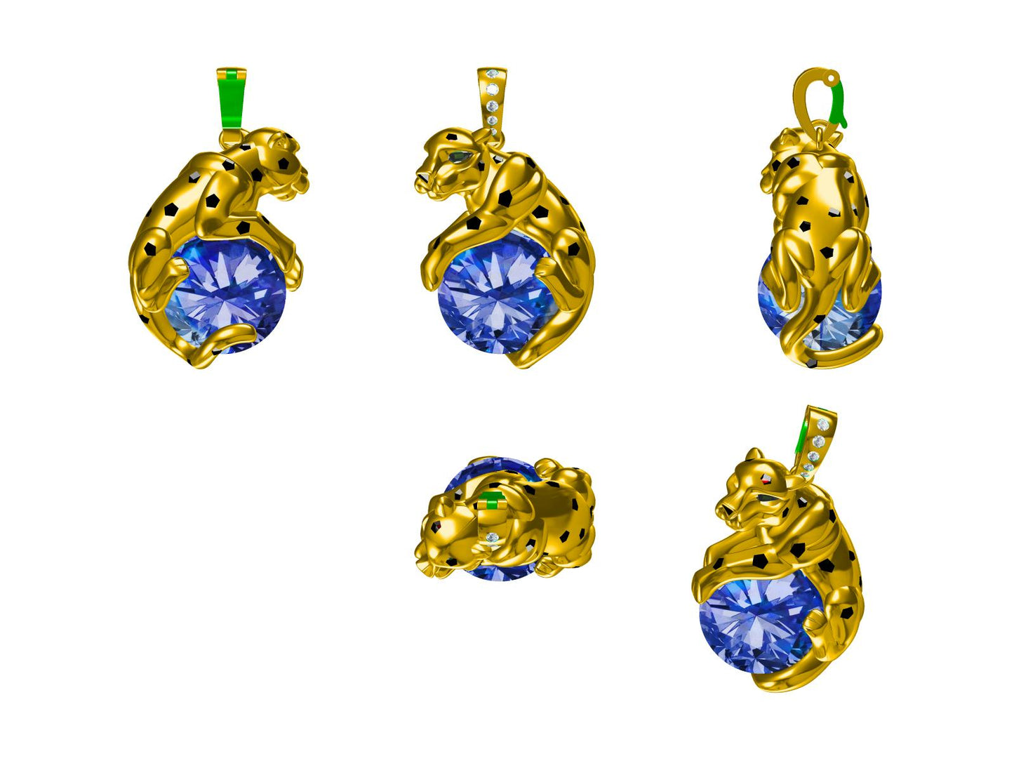 Leopard Pendant Examples Custom Jewelry CAD Design Service Jewelry Manufacturing Service
