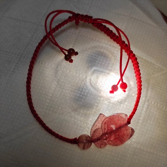 natural strawberry crystal fox red string bracelet tiktok