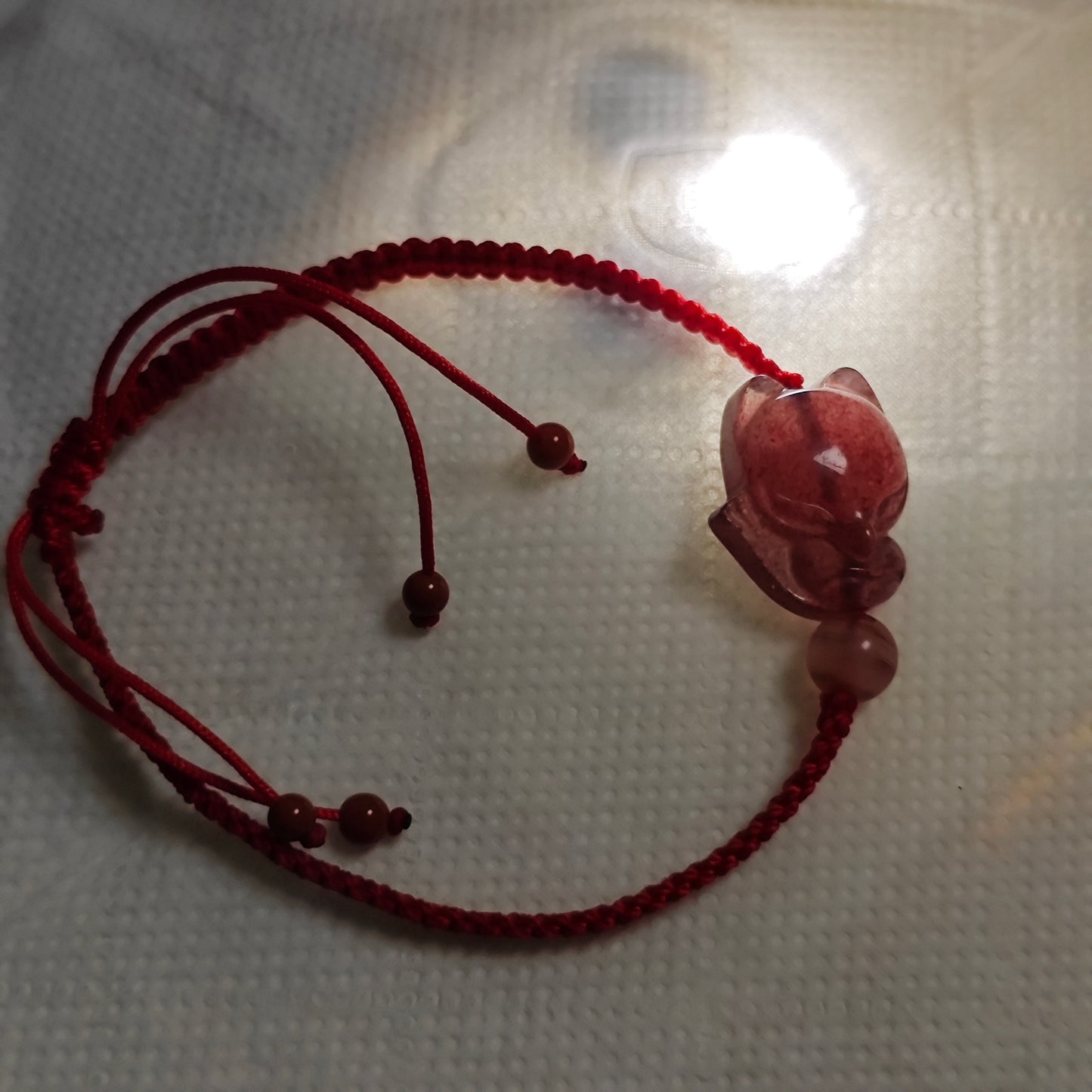 natural strawberry crystal fox red string bracelet tiktok