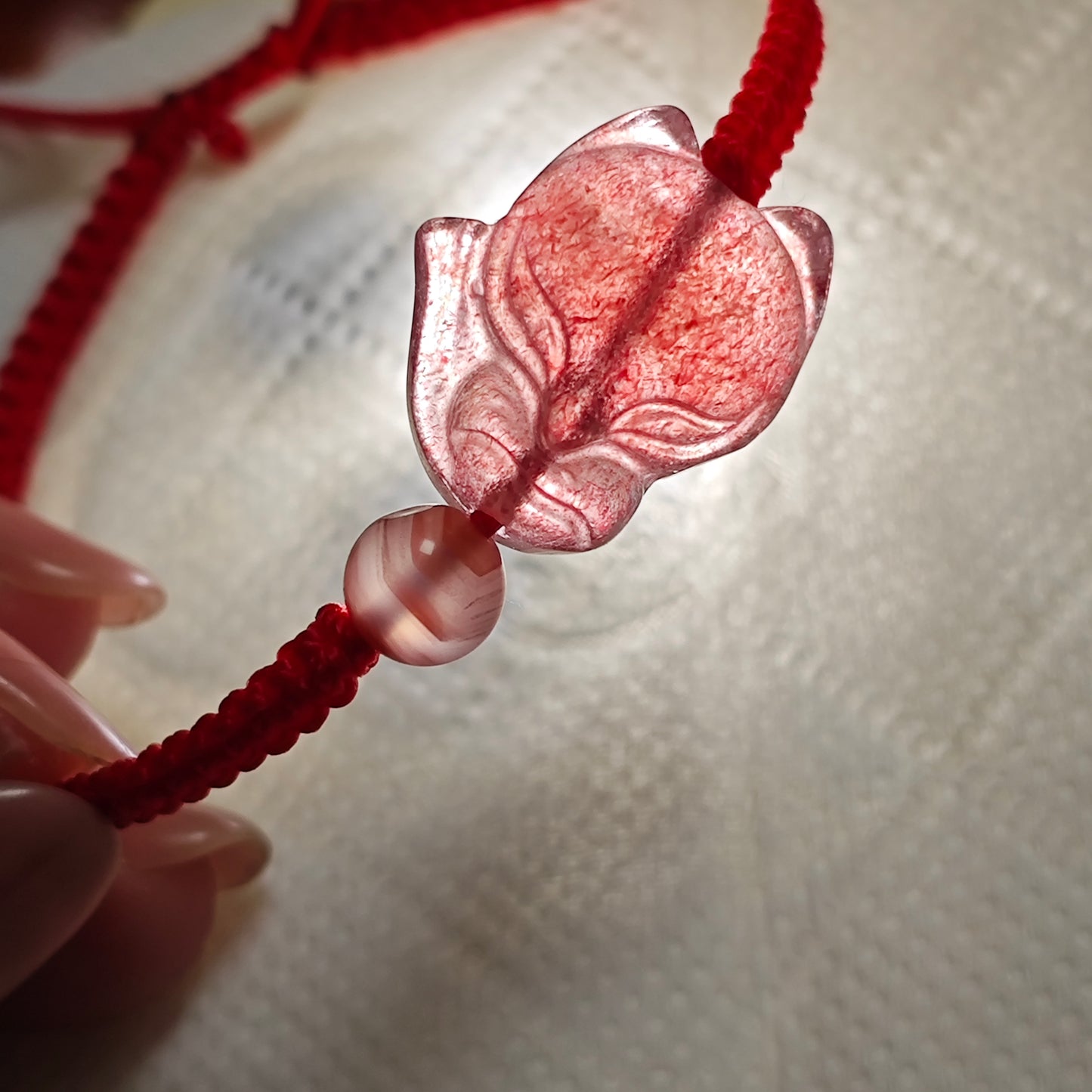 natural strawberry crystal fox red string bracelet tiktok