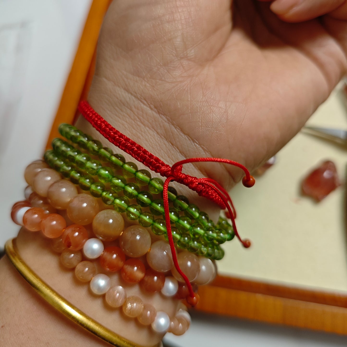 natural strawberry crystal fox red string bracelet tiktok