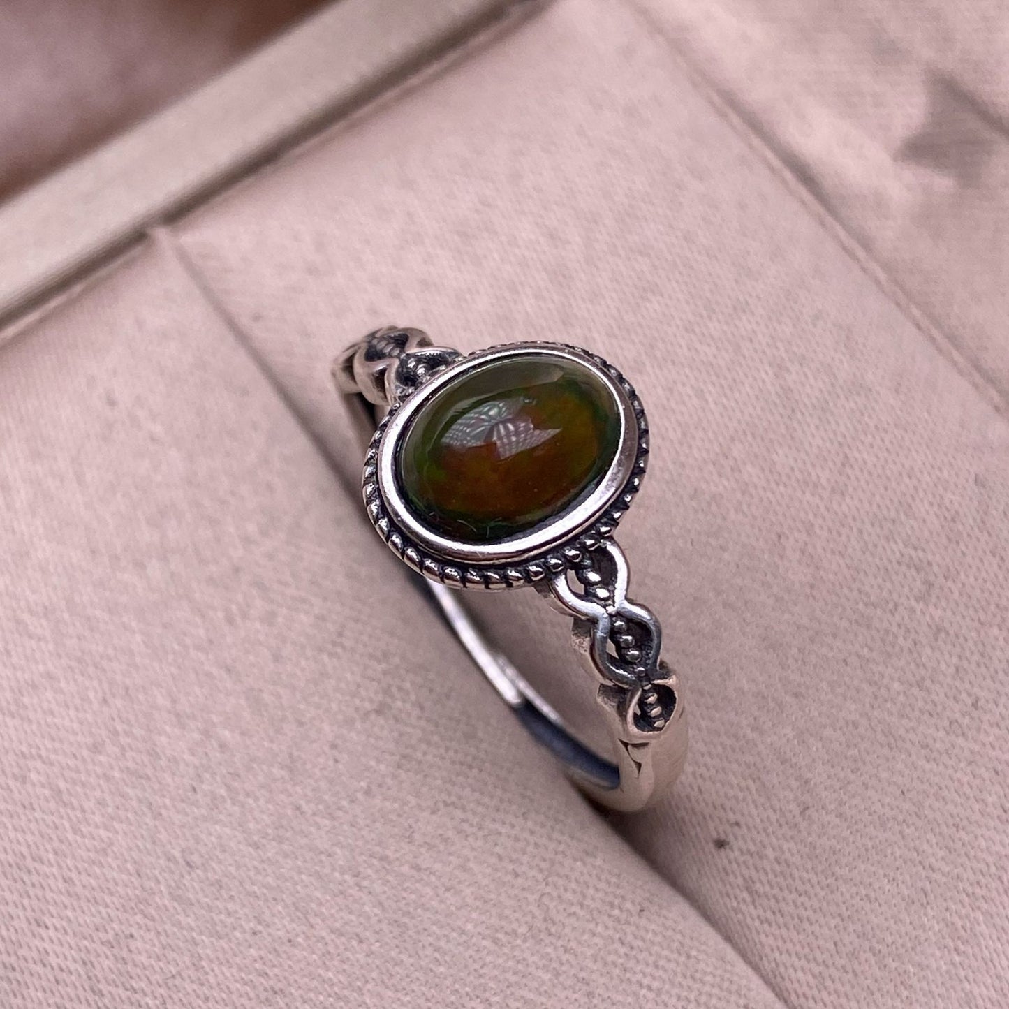 solid silver 925 natural Ethiopian black opal ring tiktok