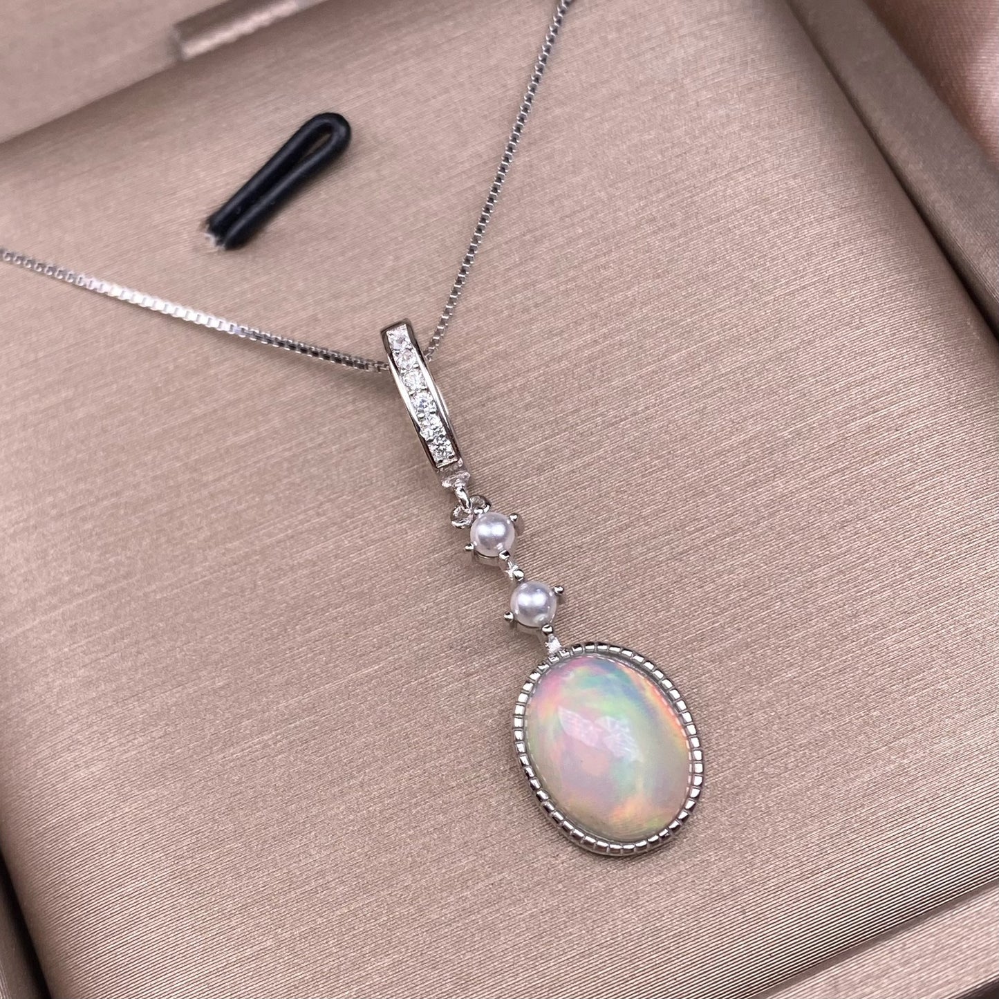 Sterling Silver S925 Natural Ethiopian Opal Pendant Necklace Tiktok